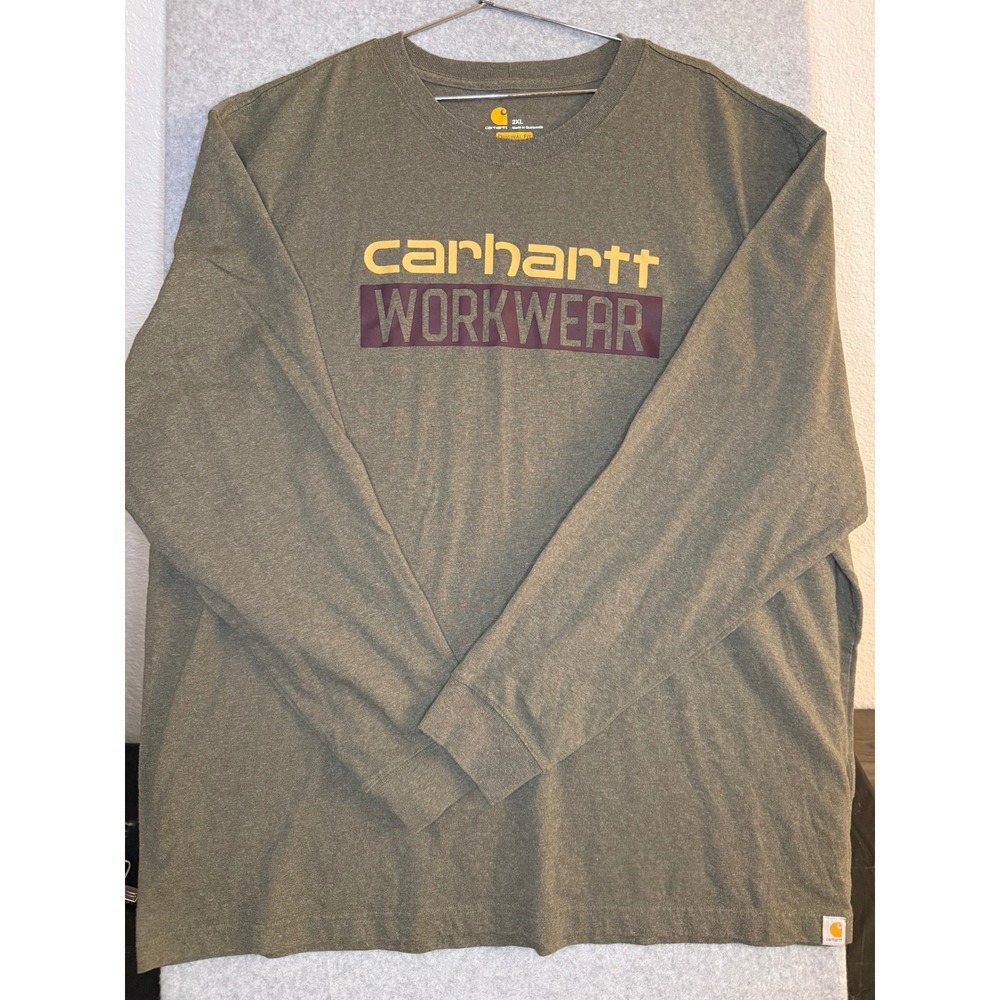 Carhartt Workwear Graphic Long Sleeve T-Shirt Mens 2XL Heather Olive Green Tee